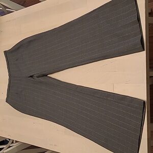 LIKE NEW Oscar de la Renta Wool Blend Grey Striped Flared Leg Trousers
